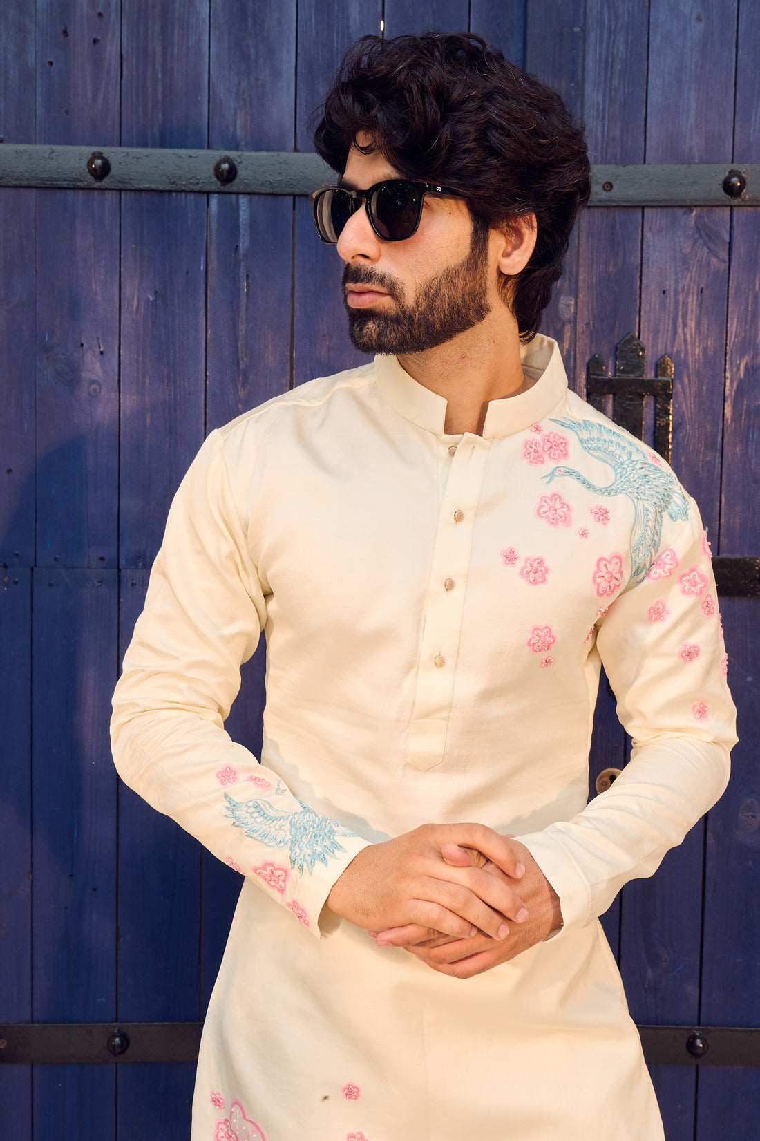 PEACH PUFF BIRD KURTA AND PAYJAMA